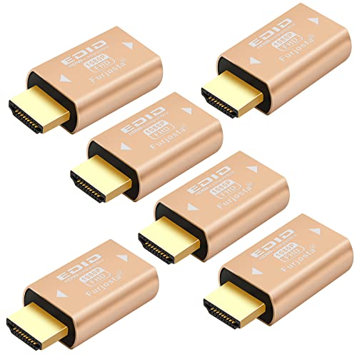 Furjosta HDMI EDID Emulator Passthrough Aluminium Fit Headlesskeep für Video Splitter Switch Extender Pass-Through Adapter Stecker auf Buchse Kupplung Dummy Stecker (HDMI 1920 x 1080) 6P von Furjosta