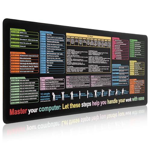 Excel Spickzettel Schreibtischunterlage, wasserdicht, enthält 12 Arten von gemeinsamen Fähigkeiten in Excel und Wort, großes XL-Gaming-Mauspad, Büro-Tastatur-Pad, Computermatte mit Excel-Verknüpfungen Excel Spickzettel Schreibtischunterlage, wasserdicht, enthält 12 Arten von gemeinsamen Fähigkeiten in Excel und Wort, großes XL-Gaming-Mauspad, Büro-Tastatur-Pad, Computermatte mit Excel-Verknüpfungen von Furniou