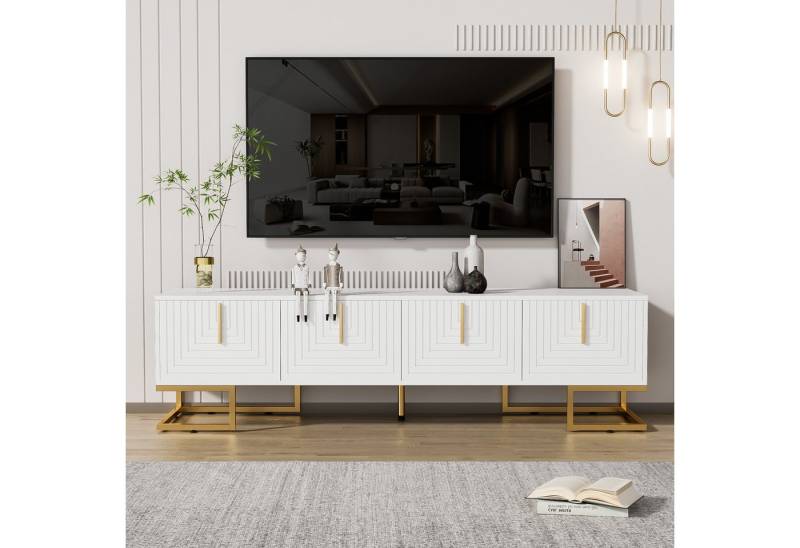 Furnishings Home TV-Möbel mit 2 Schubladen, goldenen Griffen und goldenen Füßen TV-Ständer, (1-tlg., Produktfarbe: weiß TV-Schrank Länge 170 cm) von Furnishings Home