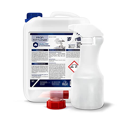 Profi Fettlöser Gastronomie & Industrie, Küchenreiniger für Dunstabzug, Grill, Fettentferner 5l inkl. 500 ml Sprühflasche+DIN 51 Auslaufhahn Profi Fettlöser Gastronomie & Industrie, Küchenreiniger für Dunstabzug, Grill, Fettentferner 5l inkl. 500 ml Sprühflasche+DIN 51 Auslaufhahn von Furthchemie