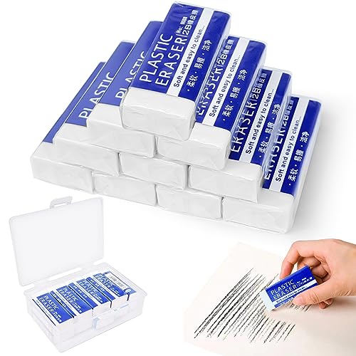 Furuising 10 Stück Radiergummi Weiß, 2B Weich Radiergummi, 5CM Schule Eraser mit Aufbewahrungsbox für Gebrauch in Schulbüros Skizzen Gemälde Bildende Kunst von Furuising