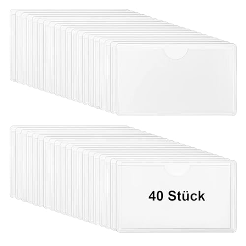 Furuising 40 Stück Etikettenhalter Selbstklebend 10 x 6cm, Transparent Visitenkartentaschen Selbstklebend, Visitenkartenhüllen Selbstklebend für Büro Zuhause Schule Organisieren und Sortieren Furuising 40 Stück Etikettenhalter Selbstklebend 10 x 6cm, Transparent Visitenkartentaschen Selbstklebend, Visitenkartenhüllen Selbstklebend für Büro Zuhause Schule Organisieren und Sortieren von Furuising