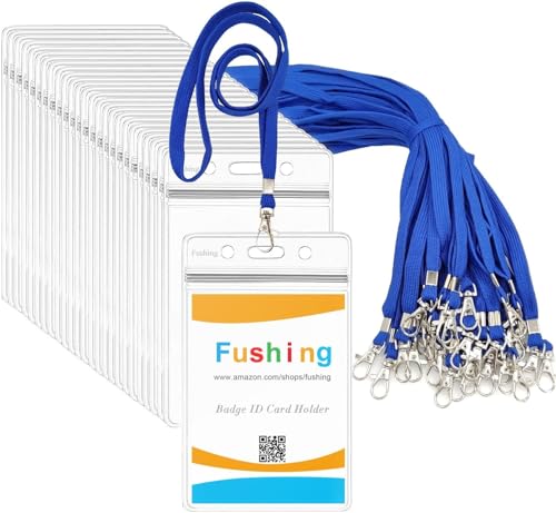 Ausweishülle Mit Band,Fushing 50 Stück Lanyards Schlüsselb?nder Ausweishülle Namensschilder Mit Schlüsselband Badge Hülle Kartenhülle Mit Band Namensschilder Hüllen Namensschild Mit Band (XL) von Fushing