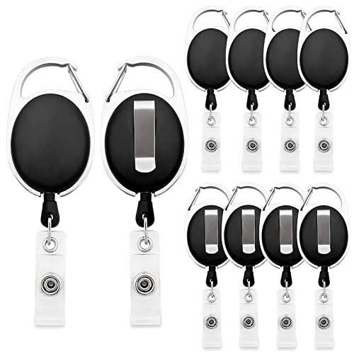 Fushing 10 Stück Schlüsselanhänger Set, Schlüsselring Retractable Badge Reel mit Belt Clip für ID Badge Holder, Kartenhalter, Schlüsselkarten, schwarz von Fushing