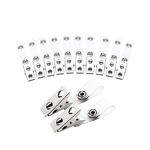 Fushing 250 Stück Metall-Ausweisklammern mit transparenten PVC-Bändern für Ausweise und Ausweishalter von Fushing