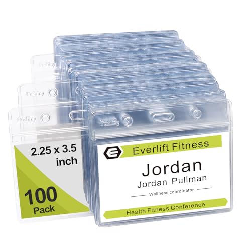 Namensschild Ausweishüllen Ausweishalter Ausweishuelle Namensschilder - Fushing 100 Stück Ausweishülle Horizontal Transparent ID Badge Holder Durchsichtige Namensschilder Kunststoff von Fushing