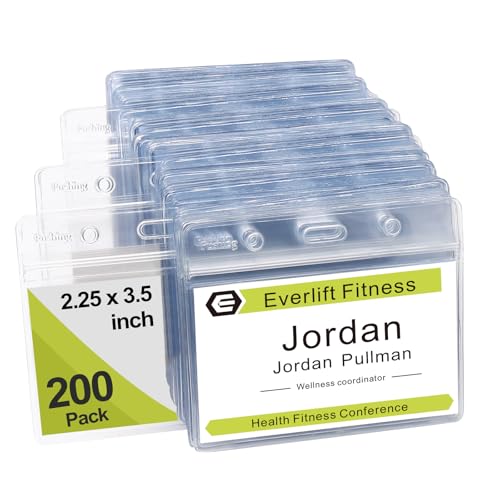Namensschild Ausweishüllen Ausweishalter Ausweishuelle Namensschilder - Fushing 200 Stück Ausweishülle Horizontal Transparent ID Badge Holder Durchsichtige Namensschilder Kunststoff von Fushing