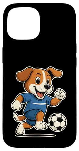 Lustiger Fußballhund im blauen Trikot beim Kicken Nummer 7 Hülle für iPhone 15 Lustiger Fußballhund im blauen Trikot beim Kicken Nummer 7 Hülle für iPhone 15 von Fußballhund spielt aktiv mit Ball auf dem Feld Fun