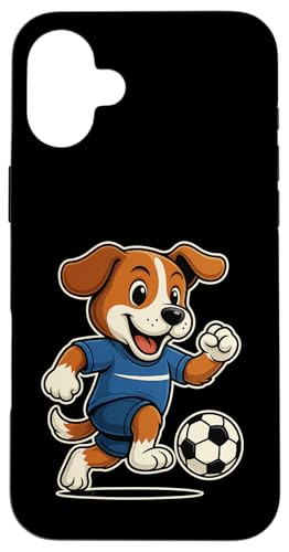 Lustiger Fußballhund im blauen Trikot beim Kicken Nummer 7 Hülle für iPhone 16 Plus Lustiger Fußballhund im blauen Trikot beim Kicken Nummer 7 Hülle für iPhone 16 Plus von Fußballhund spielt aktiv mit Ball auf dem Feld Fun