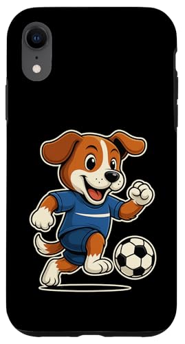 Lustiger Fußballhund im blauen Trikot beim Kicken Nummer 7 Hülle für iPhone XR Lustiger Fußballhund im blauen Trikot beim Kicken Nummer 7 Hülle für iPhone XR von Fußballhund spielt aktiv mit Ball auf dem Feld Fun