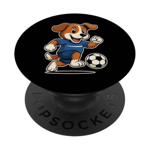 Lustiger Fußballhund im blauen Trikot beim Kicken Nummer 7 PopSockets Klebender PopGrip Lustiger Fußballhund im blauen Trikot beim Kicken Nummer 7 PopSockets Klebender PopGrip von Fußballhund spielt aktiv mit Ball auf dem Feld Fun