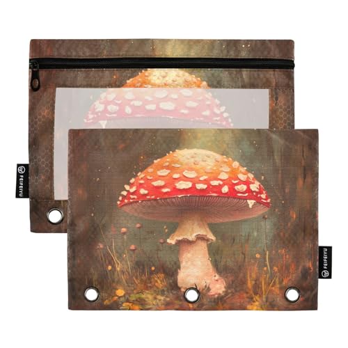 Fustylead Amanita-Pilz-Federmäppchen im Vintage-Stil, großes Fassungsvermögen, passend für 3-Ringbinder, wasserdichtes Federmäppchen mit transparentem Fenster, für Schule, Kosmetik, Büro, Studenten Fustylead Amanita-Pilz-Federmäppchen im Vintage-Stil, großes Fassungsvermögen, passend für 3-Ringbinder, wasserdichtes Federmäppchen mit transparentem Fenster, für Schule, Kosmetik, Büro, Studenten von Fustylead