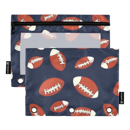Fustylead American Football Federmäppchen für 3-Ringbinder, Reißverschlusstasche mit transparentem Fenster, Federmäppchen für Zuhause, Büro, Schule, Kinder, Lieferanten, 2 Stück, blau Fustylead American Football Federmäppchen für 3-Ringbinder, Reißverschlusstasche mit transparentem Fenster, Federmäppchen für Zuhause, Büro, Schule, Kinder, Lieferanten, 2 Stück, blau von Fustylead