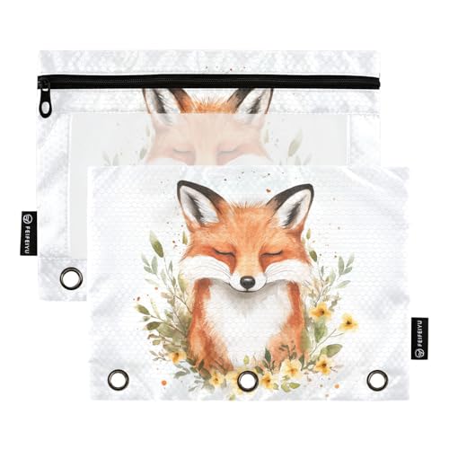 Fustylead Aquarell-Federmäppchen mit süßem Fuchs mit Blumen-Design, großes Fassungsvermögen, passend für 3-Ringbinder, wasserdichtes Federmäppchen mit transparentem Fenster für Schule, Kosmetik, Büro Fustylead Aquarell-Federmäppchen mit süßem Fuchs mit Blumen-Design, großes Fassungsvermögen, passend für 3-Ringbinder, wasserdichtes Federmäppchen mit transparentem Fenster für Schule, Kosmetik, Büro von Fustylead