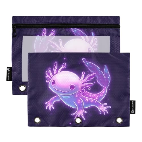 Fustylead Axolotl Federmäppchen mit großem Fassungsvermögen, passend für 3-Ringbinder, wasserdichtes Federmäppchen mit transparentem Fenster, für Schule, Kosmetik, Büro, Studenten, Neonviolett, 2 Fustylead Axolotl Federmäppchen mit großem Fassungsvermögen, passend für 3-Ringbinder, wasserdichtes Federmäppchen mit transparentem Fenster, für Schule, Kosmetik, Büro, Studenten, Neonviolett, 2 von Fustylead