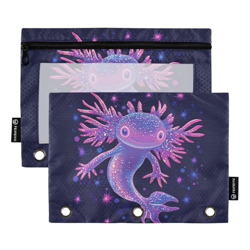Fustylead Axolotl Federmäppchen mit großem Fassungsvermögen, passend für 3-Ringbinder, wasserdichtes Federmäppchen mit transparentem Fenster, für Schule, Kosmetik, Büro, Studenten, Neonfarben, 2 Stück Fustylead Axolotl Federmäppchen mit großem Fassungsvermögen, passend für 3-Ringbinder, wasserdichtes Federmäppchen mit transparentem Fenster, für Schule, Kosmetik, Büro, Studenten, Neonfarben, 2 Stück von Fustylead