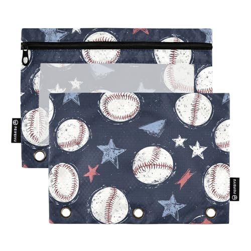 Fustylead Baseballs and Stars Grunge Hintergrund Binder-Bleistifttasche für 3 Ringe, Bleistifttaschen mit Reißverschluss, transparentes Fenster für Schule, Büro, Kosmetik, Studenten, Zubehör, 2 Stück Fustylead Baseballs and Stars Grunge Hintergrund Binder-Bleistifttasche für 3 Ringe, Bleistifttaschen mit Reißverschluss, transparentes Fenster für Schule, Büro, Kosmetik, Studenten, Zubehör, 2 Stück von Fustylead