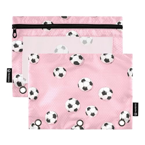 Fustylead Federmäppchen für 3-Ringbinder, mit Reißverschluss und transparentem Fenster, Federmäppchen für Zuhause, Büro, Schule, Kinder, Lieferanten, 2 Stück, rose von Fustylead