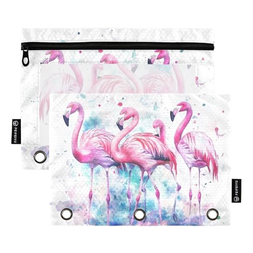 Fustylead Federmäppchen für 3 Ringe, Aquarellfarben, rosa Flamingos, Federmäppchen mit Reißverschluss, transparentes Fenster, für Schule, Büro, Kosmetik, Studenten, Zubehör, 2 Stück, weiß Fustylead Federmäppchen für 3 Ringe, Aquarellfarben, rosa Flamingos, Federmäppchen mit Reißverschluss, transparentes Fenster, für Schule, Büro, Kosmetik, Studenten, Zubehör, 2 Stück, weiß von Fustylead