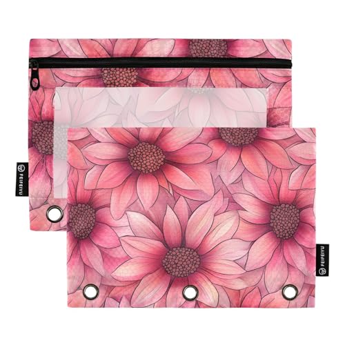 Fustylead Federmäppchen für 3 Ringe, Motiv: Dahlie, mit Reißverschluss, transparentes Fenster, für Schule, Büro, Kosmetik, Studenten, Rosa, 2 Stück, rose Fustylead Federmäppchen für 3 Ringe, Motiv: Dahlie, mit Reißverschluss, transparentes Fenster, für Schule, Büro, Kosmetik, Studenten, Rosa, 2 Stück, rose von Fustylead