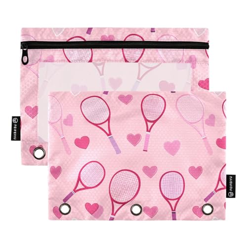 Fustylead Federmäppchen für Tennisschläger und Herzen, für 3 Ringe, Federmäppchen mit Reißverschluss, transparentes Fenster, für Schule, Büro, Kosmetik, Studenten, Zubehör, 2 Stück, rose Fustylead Federmäppchen für Tennisschläger und Herzen, für 3 Ringe, Federmäppchen mit Reißverschluss, transparentes Fenster, für Schule, Büro, Kosmetik, Studenten, Zubehör, 2 Stück, rose von Fustylead