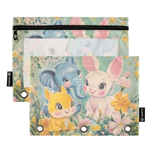 Fustylead Federmäppchen im Vintage-Stil mit Hirsch und Elefant für 3 Ringe, Bleistiftbeutel mit Reißverschluss, transparentes Fenster für Schule, Büro, Kosmetik, Studenten, Zubehör, 2 Stück, blau Fustylead Federmäppchen im Vintage-Stil mit Hirsch und Elefant für 3 Ringe, Bleistiftbeutel mit Reißverschluss, transparentes Fenster für Schule, Büro, Kosmetik, Studenten, Zubehör, 2 Stück, blau von Fustylead