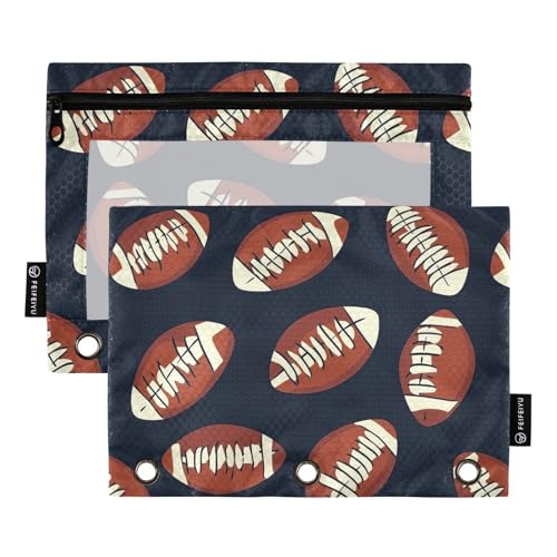 Fustylead Federmäppchen mit American Football-Muster, Reißverschlusstasche mit transparentem Fenster, Federmäppchen für Zuhause, Büro, Schule, Kinder, Lieferanten, 2 Stück, blau Fustylead Federmäppchen mit American Football-Muster, Reißverschlusstasche mit transparentem Fenster, Federmäppchen für Zuhause, Büro, Schule, Kinder, Lieferanten, 2 Stück, blau von Fustylead
