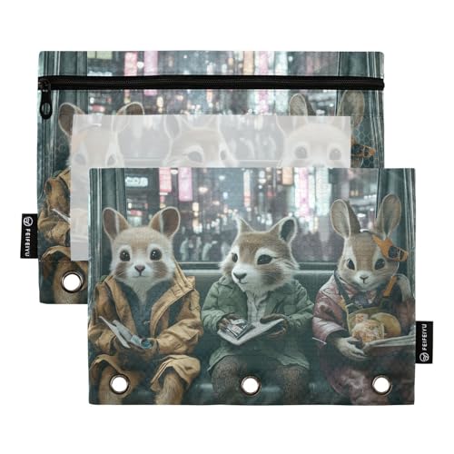 Fustylead Federmäppchen mit Aufschrift "Future Scene of Wild Animals Dressed As People", passend für Standard-3-Ring-Ordner, Reißverschluss-Bleistifttasche mit transparentem Fenster für Büro, Schule Fustylead Federmäppchen mit Aufschrift "Future Scene of Wild Animals Dressed As People", passend für Standard-3-Ring-Ordner, Reißverschluss-Bleistifttasche mit transparentem Fenster für Büro, Schule von Fustylead