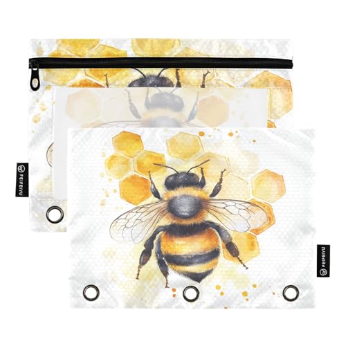 Fustylead Federmäppchen mit Wabenmuster für 3-Ringbinder, Reißverschlusstasche mit transparentem Fenster, Federmäppchen für Zuhause, Büro, Schule, Kinder, Lieferanten, 2 Stück, weiß Fustylead Federmäppchen mit Wabenmuster für 3-Ringbinder, Reißverschlusstasche mit transparentem Fenster, Federmäppchen für Zuhause, Büro, Schule, Kinder, Lieferanten, 2 Stück, weiß von Fustylead