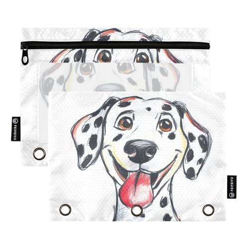 Fustylead Federmäppchen mit handgezeichnetem Dalmatiner-Hund mit ausgestreckter Zunge, großes Fassungsvermögen, passend für 3-Ringbinder, wasserdichtes Federmäppchen mit transparentem Fenster für Fustylead Federmäppchen mit handgezeichnetem Dalmatiner-Hund mit ausgestreckter Zunge, großes Fassungsvermögen, passend für 3-Ringbinder, wasserdichtes Federmäppchen mit transparentem Fenster für von Fustylead