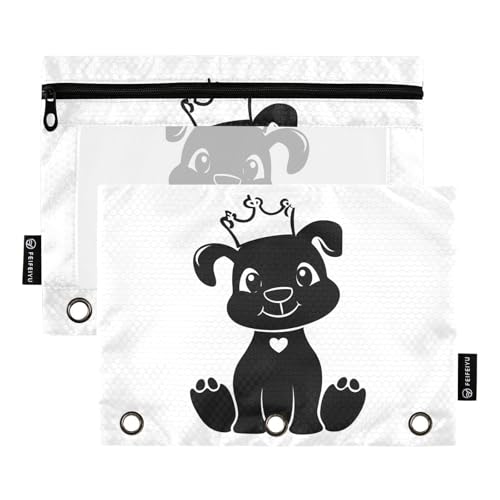 Fustylead Federmäppchen mit niedlichem Cartoon-Hunde-Silhouette, großes Fassungsvermögen, passend für 3-Ringbinder, wasserdichtes Federmäppchen mit transparentem Fenster für Schule, Kosmetik, Büro Fustylead Federmäppchen mit niedlichem Cartoon-Hunde-Silhouette, großes Fassungsvermögen, passend für 3-Ringbinder, wasserdichtes Federmäppchen mit transparentem Fenster für Schule, Kosmetik, Büro von Fustylead