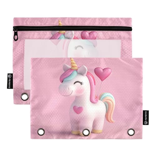 Fustylead Federmäppchen mit niedlichem Einhorn für 3 Ringbücher, Reißverschlusstasche mit transparentem Fenster, Federmäppchen für Zuhause, Büro, Schule, Kinder, Lieferanten, 2 Stück, rose Fustylead Federmäppchen mit niedlichem Einhorn für 3 Ringbücher, Reißverschlusstasche mit transparentem Fenster, Federmäppchen für Zuhause, Büro, Schule, Kinder, Lieferanten, 2 Stück, rose von Fustylead