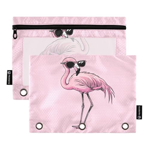 Fustylead Federmäppchen mit niedlichem Flamingo, mit Sonnenbrille, für 3 Ringe, Bleistiftbeutel mit Reißverschluss, transparentes Fenster, für Schule, Büro, Kosmetik, Studenten, 2 Stück, rose Fustylead Federmäppchen mit niedlichem Flamingo, mit Sonnenbrille, für 3 Ringe, Bleistiftbeutel mit Reißverschluss, transparentes Fenster, für Schule, Büro, Kosmetik, Studenten, 2 Stück, rose von Fustylead