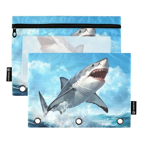Fustylead Federmäppchen mit offenem Mund und transparentem Fenster für 3-Ringbinder, Reißverschluss-Federmäppchen, Kosmetiktasche für Schule, Büro, Kosmetik, Studenten, Zubehör, 2 Stück, blau Fustylead Federmäppchen mit offenem Mund und transparentem Fenster für 3-Ringbinder, Reißverschluss-Federmäppchen, Kosmetiktasche für Schule, Büro, Kosmetik, Studenten, Zubehör, 2 Stück, blau von Fustylead