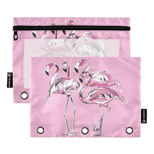 Fustylead Federmäppchen mit pinken Flamingos, für 3 Ringe, Bleistiftbeutel mit Reißverschluss, transparentes Fenster, für Schule, Büro, Kosmetik, Studenten, Zubehör, 2 Stück, rose Fustylead Federmäppchen mit pinken Flamingos, für 3 Ringe, Bleistiftbeutel mit Reißverschluss, transparentes Fenster, für Schule, Büro, Kosmetik, Studenten, Zubehör, 2 Stück, rose von Fustylead