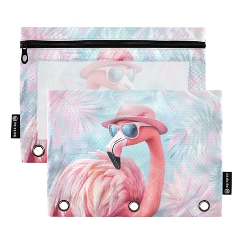 Fustylead Federmäppchen mit realistischem Flamingo mit Hut, für 3 Ringe, Bleistifttaschen mit Reißverschluss, transparentes Fenster, für Schule, Büro, Kosmetik, Studenten, Zubehör, 2 Stück, rose Fustylead Federmäppchen mit realistischem Flamingo mit Hut, für 3 Ringe, Bleistifttaschen mit Reißverschluss, transparentes Fenster, für Schule, Büro, Kosmetik, Studenten, Zubehör, 2 Stück, rose von Fustylead