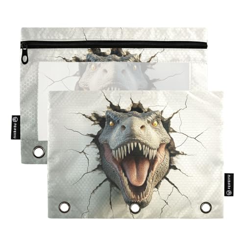 Fustylead Federmäppchen mit wütendem Dinosaurier mit großen Krallen und schreiendem Gesicht, passend für Standard-3-Ring-Ordner, Reißverschluss-Bleistifttasche mit transparentem Fenster für Büro Fustylead Federmäppchen mit wütendem Dinosaurier mit großen Krallen und schreiendem Gesicht, passend für Standard-3-Ring-Ordner, Reißverschluss-Bleistifttasche mit transparentem Fenster für Büro von Fustylead
