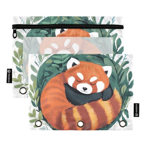 Fustylead Handgezeichnetes Federmäppchen mit rotem Panda und Pflanzen, großes Fassungsvermögen, passend für 3-Ringbinder, wasserdichtes Federmäppchen mit transparentem Fenster für Schule, Kosmetik Fustylead Handgezeichnetes Federmäppchen mit rotem Panda und Pflanzen, großes Fassungsvermögen, passend für 3-Ringbinder, wasserdichtes Federmäppchen mit transparentem Fenster für Schule, Kosmetik von Fustylead