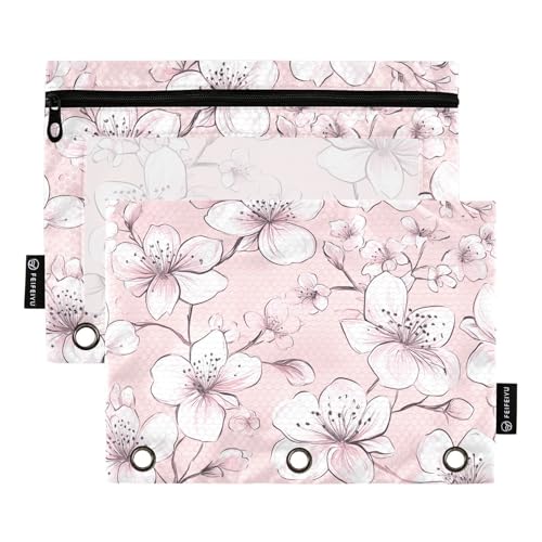 Fustylead Handzeichnen, rosa Kirschblüten-Federmäppchen, passend für Standard-3-Ring-Ordner, Reißverschluss-Bleistifttasche mit transparentem Fenster für Büro, Schule, Kosmetik, 2 Stück, rose Fustylead Handzeichnen, rosa Kirschblüten-Federmäppchen, passend für Standard-3-Ring-Ordner, Reißverschluss-Bleistifttasche mit transparentem Fenster für Büro, Schule, Kosmetik, 2 Stück, rose von Fustylead
