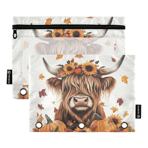 Fustylead Highland Cow Sunflowers Pumpkins and Falling Leaves Binder Pencil Pouch for 3 Ring, Pencil Pouches Bags with Zipper Clear Window for School Office Cosmetic Students Supplies, 2 Pack, grau Fustylead Highland Cow Sunflowers Pumpkins and Falling Leaves Binder Pencil Pouch for 3 Ring, Pencil Pouches Bags with Zipper Clear Window for School Office Cosmetic Students Supplies, 2 Pack, grau von Fustylead