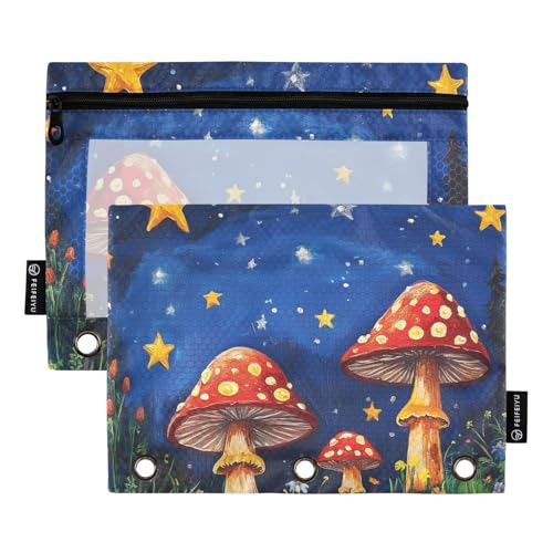 Fustylead Magic Red Amanita Federmäppchen mit Pilzen und Sternen, großes Fassungsvermögen, passend für 3-Ringbinder, wasserdichtes Federmäppchen mit transparentem Fenster für Schule, Kosmetik, Büro Fustylead Magic Red Amanita Federmäppchen mit Pilzen und Sternen, großes Fassungsvermögen, passend für 3-Ringbinder, wasserdichtes Federmäppchen mit transparentem Fenster für Schule, Kosmetik, Büro von Fustylead