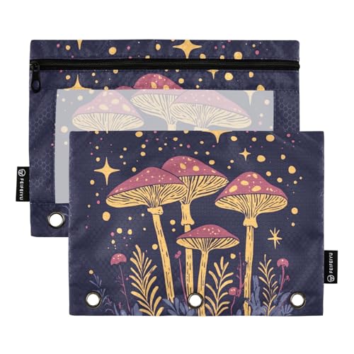 Fustylead Magisches Retro-Federmäppchen mit Pilzen und Sternen, großes Fassungsvermögen, passend für 3-Ringbinder, wasserdichtes Federmäppchen mit transparentem Fenster für Schule, Kosmetik, Büro Fustylead Magisches Retro-Federmäppchen mit Pilzen und Sternen, großes Fassungsvermögen, passend für 3-Ringbinder, wasserdichtes Federmäppchen mit transparentem Fenster für Schule, Kosmetik, Büro von Fustylead