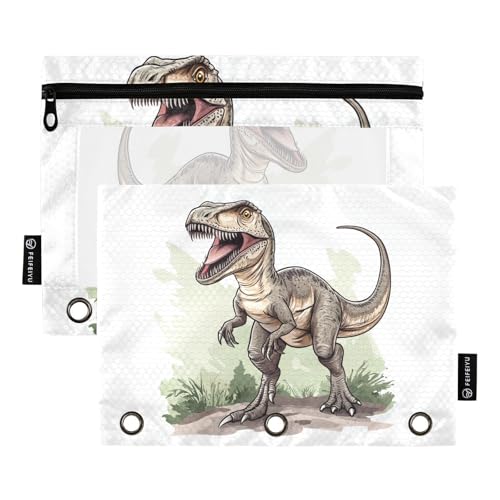 Fustylead Niedliche Cartoon-Federmäppchen mit T-Rex-Dinosaurier-Motiv für 3-Ringbinder, Reißverschlusstasche mit transparentem Fenster, Federmäppchen für Zuhause, Büro, Schule, Kinder, Lieferanten, 2 Fustylead Niedliche Cartoon-Federmäppchen mit T-Rex-Dinosaurier-Motiv für 3-Ringbinder, Reißverschlusstasche mit transparentem Fenster, Federmäppchen für Zuhause, Büro, Schule, Kinder, Lieferanten, 2 von Fustylead