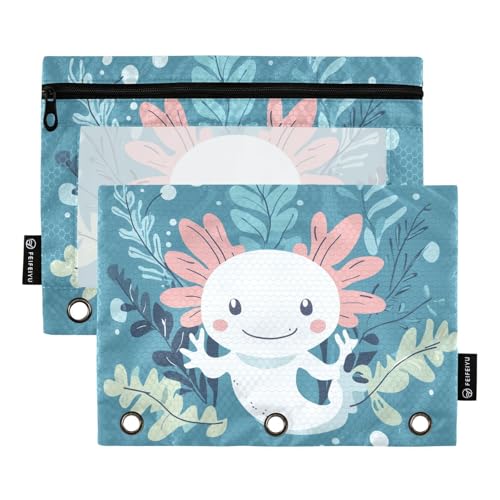 Fustylead Niedliches weißes Axolotl und Seetang-Federmäppchen mit großem Fassungsvermögen, passend für 3-Ringbinder, wasserdichtes Federmäppchen mit transparentem Fenster für Schule, Kosmetik, Büro Fustylead Niedliches weißes Axolotl und Seetang-Federmäppchen mit großem Fassungsvermögen, passend für 3-Ringbinder, wasserdichtes Federmäppchen mit transparentem Fenster für Schule, Kosmetik, Büro von Fustylead