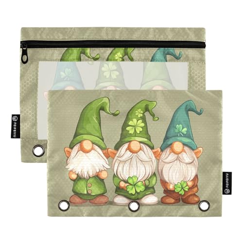 Fustylead Saint Patricks Federmäppchen mit drei Zwergen und Kleeblatt, mit transparentem Fenster für 3-Ringbinder, Reißverschluss-Federmäppchen, Kosmetiktaschen für Schule, Büro, Kosmetik, Studenten Fustylead Saint Patricks Federmäppchen mit drei Zwergen und Kleeblatt, mit transparentem Fenster für 3-Ringbinder, Reißverschluss-Federmäppchen, Kosmetiktaschen für Schule, Büro, Kosmetik, Studenten von Fustylead