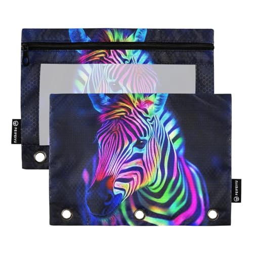 Fustylead Schönes, elegantes Federmäppchen mit Zebrakopf und transparentem Fenster für 3-Ringbinder, Reißverschluss-Federmäppchen, Kosmetiktaschen für Schule, Büro, Kosmetik, Studenten, Zubehör, 2 Fustylead Schönes, elegantes Federmäppchen mit Zebrakopf und transparentem Fenster für 3-Ringbinder, Reißverschluss-Federmäppchen, Kosmetiktaschen für Schule, Büro, Kosmetik, Studenten, Zubehör, 2 von Fustylead