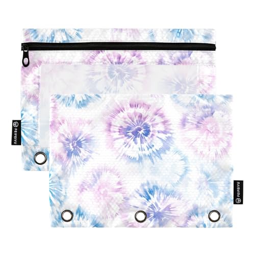 Fustylead Shibori Batik-Bleistifttasche für 3 Ringe, Bleistiftbeutel mit Reißverschluss, transparentes Fenster für Schule, Büro, Kosmetik, Studenten, Zubehör, 2 Stück, weiß Fustylead Shibori Batik-Bleistifttasche für 3 Ringe, Bleistiftbeutel mit Reißverschluss, transparentes Fenster für Schule, Büro, Kosmetik, Studenten, Zubehör, 2 Stück, weiß von Fustylead