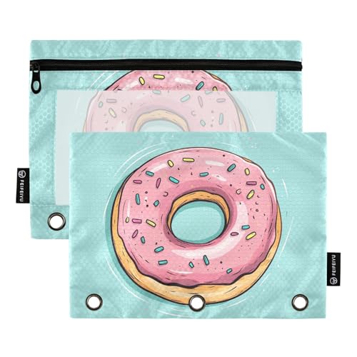 Fustylead Tasty Pink Donut-Bleistifttasche für 3 Ringe, Bleistiftbeutel mit Reißverschluss, transparentes Fenster für Schule, Büro, Kosmetik, Studenten, Zubehör, 2 Stück, türkis Fustylead Tasty Pink Donut-Bleistifttasche für 3 Ringe, Bleistiftbeutel mit Reißverschluss, transparentes Fenster für Schule, Büro, Kosmetik, Studenten, Zubehör, 2 Stück, türkis von Fustylead