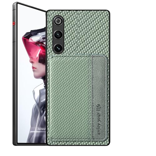 Futanwei REDMAGIC-10-Air Schutzhülle mit Kartenhalter 5G, Karbonfaser-Muster, integrierte 2 Kreditkartenfächer, versteckter Magnetverschluss, stoßfest, sturzsicher, Grün Futanwei REDMAGIC-10-Air Schutzhülle mit Kartenhalter 5G, Karbonfaser-Muster, integrierte 2 Kreditkartenfächer, versteckter Magnetverschluss, stoßfest, sturzsicher, Grün von Futanwei