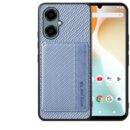 Futanwei Schutzhülle für BLU G64 mit Kartenhalter 2024 [Kohlefaser-Muster-Design] [2 integrierte Kreditkartenfächer] [versteckter Magnetverschluss] Stoßfeste, sturzsichere Schutzhülle, Blau von Futanwei